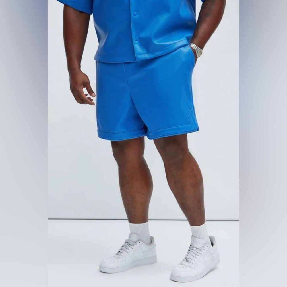 Men’s FashionNova blue faux leather shorts 3XL